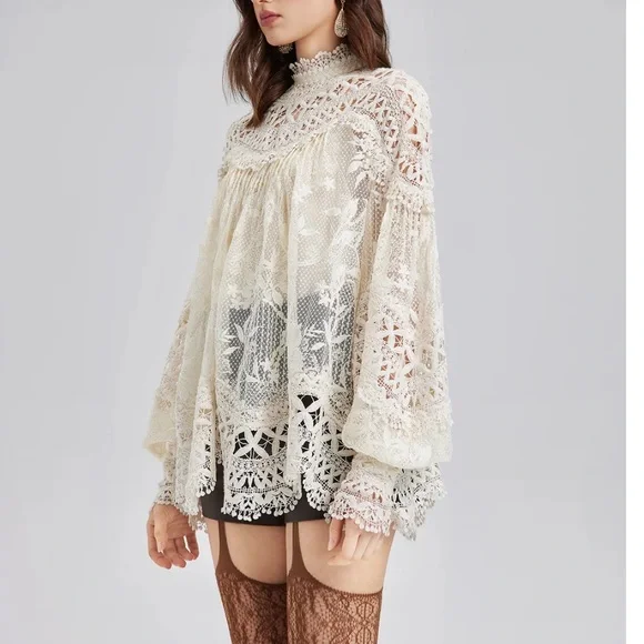 Rich Radi Qs NYC intricate Lace cutout Top - Picture 2 of 13